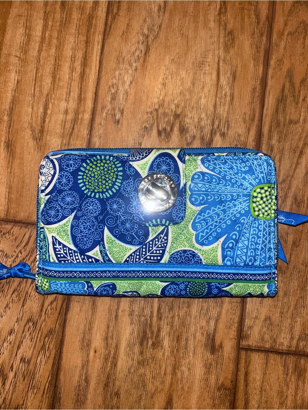 Vera Bradley Blue & Green Floral Zip Wallet